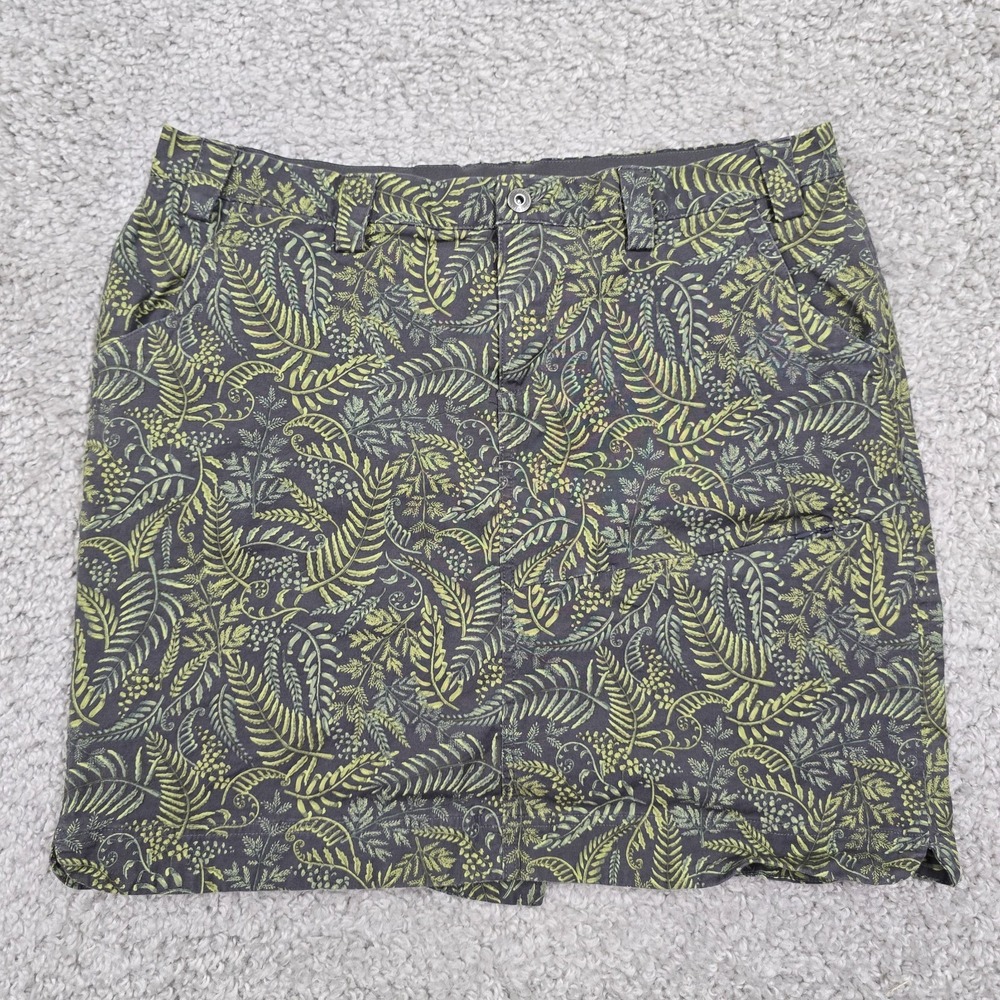 Duluth Trading Co Skort Womens 18 Grey Green Fern Print Botanical Cottagecore